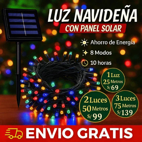 Luces de navidad con panel solar