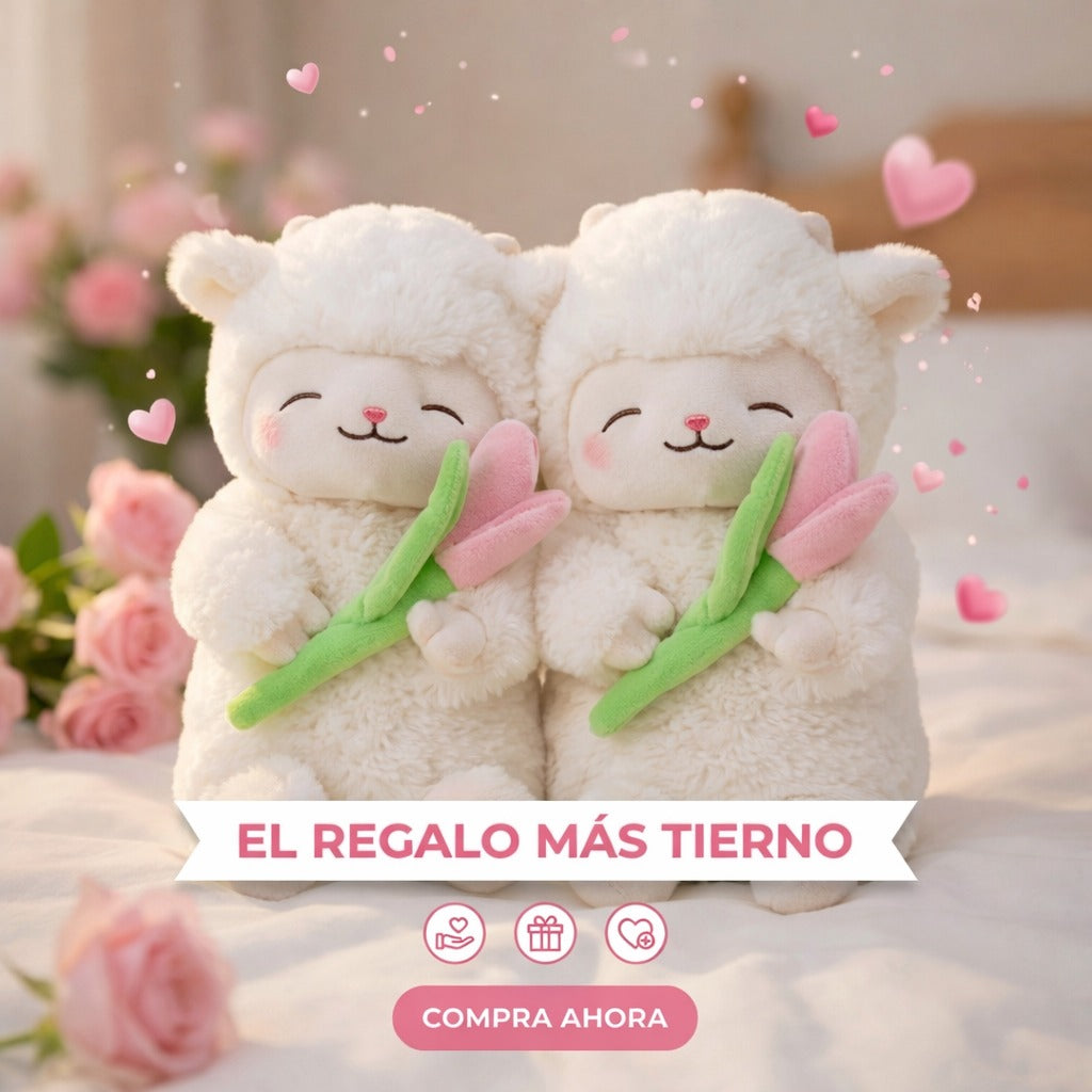 2 corderos con tulipan