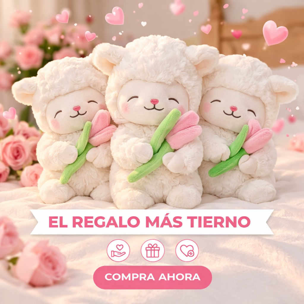 3 corderos con tulipan