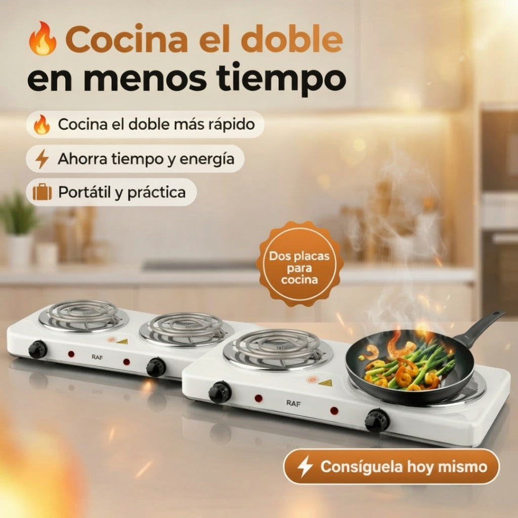 2 cocina eléctrica portátil de dos platos